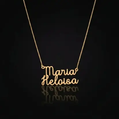 GARGANTILHA NOME PERSONALIZADO DUPLO FONTE 1 DOURADO